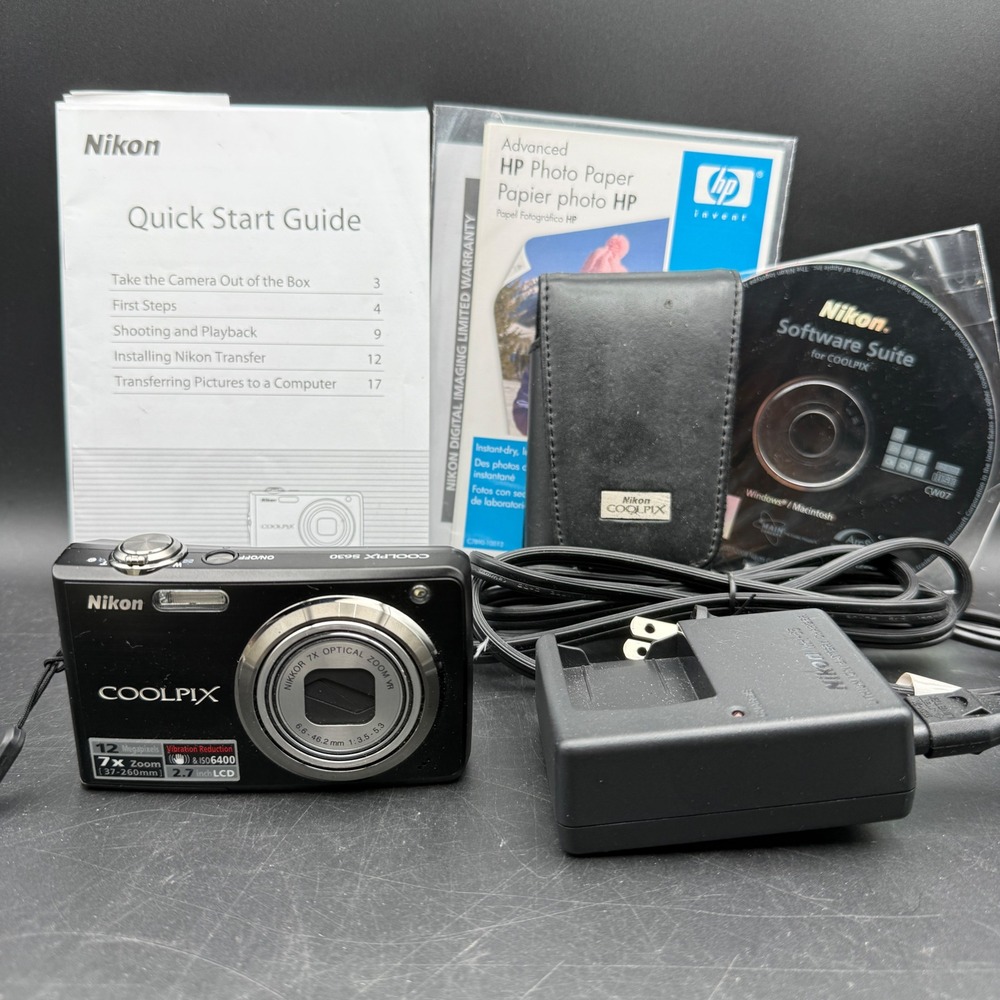 Nikon Coolpix S630 Digital Camera 12MP 7x Zoom Vibration Reduction Black Tested